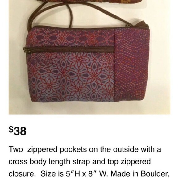 MARUCA Tomboy Crossbody Tapestry Floral Red's Handmade in Colorado - Picture 6 of 6